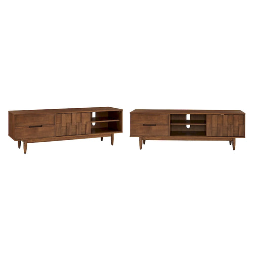 Meuble TV Bardolino style milieu du siècle en bois à 2 tiroirs