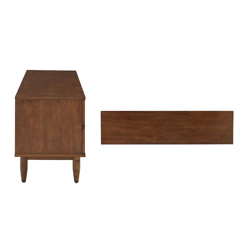 Meuble TV Bardolino style milieu du siècle en bois à 2 tiroirs