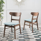 Chaises de salle à manger Abrielle en bois d'hévéa, style moderne du milieu du siècle (lot de 2), par Christopher Knight Home