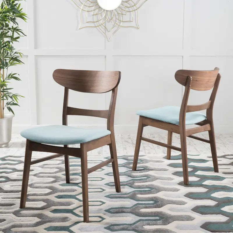 Chaises de salle à manger Abrielle en bois d'hévéa, style moderne du milieu du siècle (lot de 2), par Christopher Knight Home
