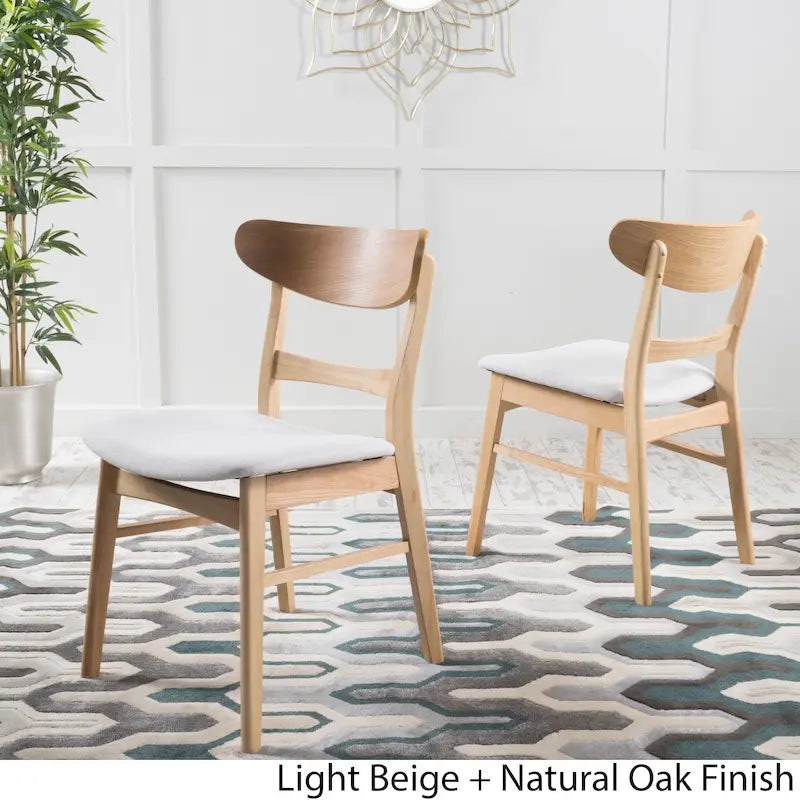 Chaises de salle à manger Abrielle en bois d'hévéa, style moderne du milieu du siècle (lot de 2), par Christopher Knight Home