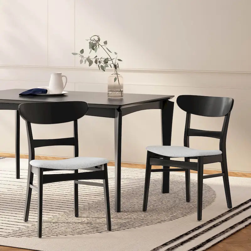 Chaises de salle à manger Abrielle en bois d'hévéa, style moderne du milieu du siècle (lot de 2), par Christopher Knight Home