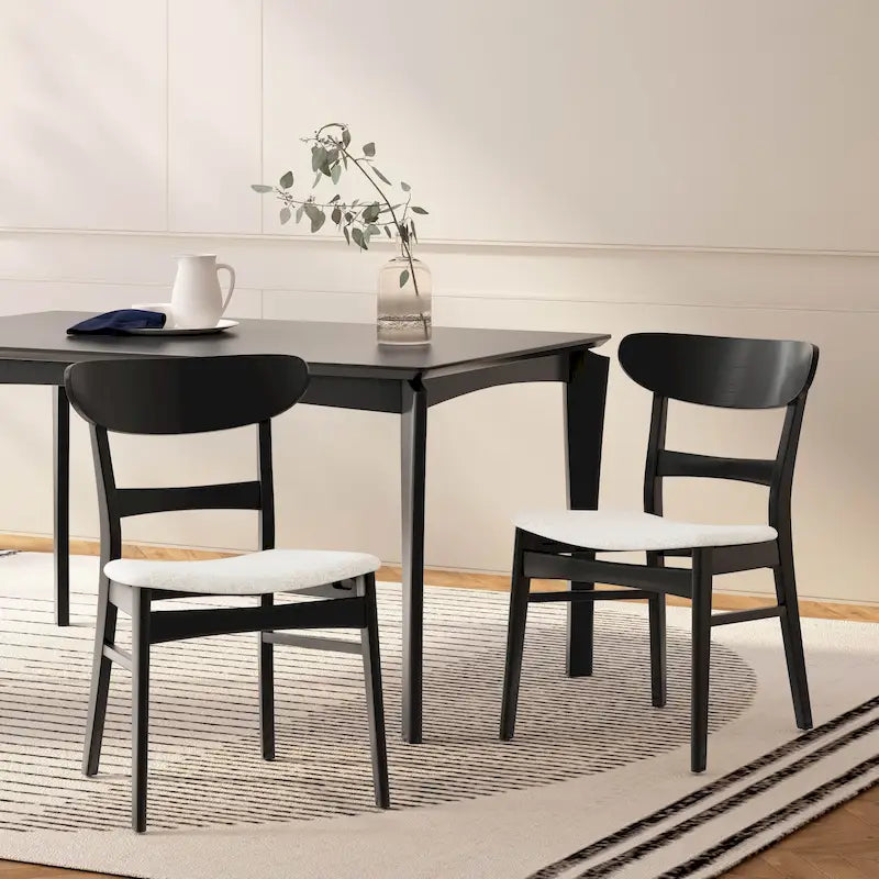 Chaises de salle à manger Abrielle en bois d'hévéa, style moderne du milieu du siècle (lot de 2), par Christopher Knight Home