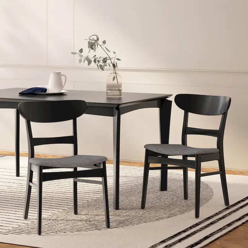 Chaises de salle à manger Abrielle en bois d'hévéa, style moderne du milieu du siècle (lot de 2), par Christopher Knight Home