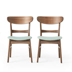 Chaises de salle à manger Abrielle en bois d'hévéa, style moderne du milieu du siècle (lot de 2), par Christopher Knight Home