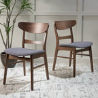 Chaises de salle à manger Abrielle en bois d'hévéa, style moderne du milieu du siècle (lot de 2), par Christopher Knight Home