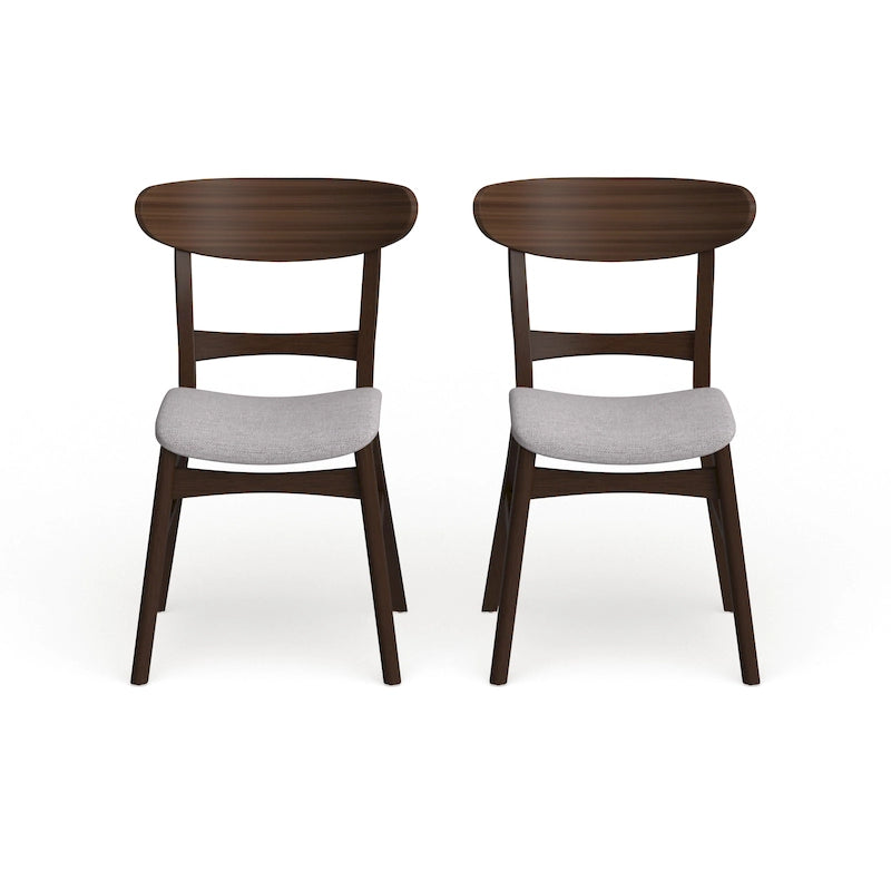 Chaises de salle à manger Abrielle en bois d'hévéa, style moderne du milieu du siècle (lot de 2), par Christopher Knight Home