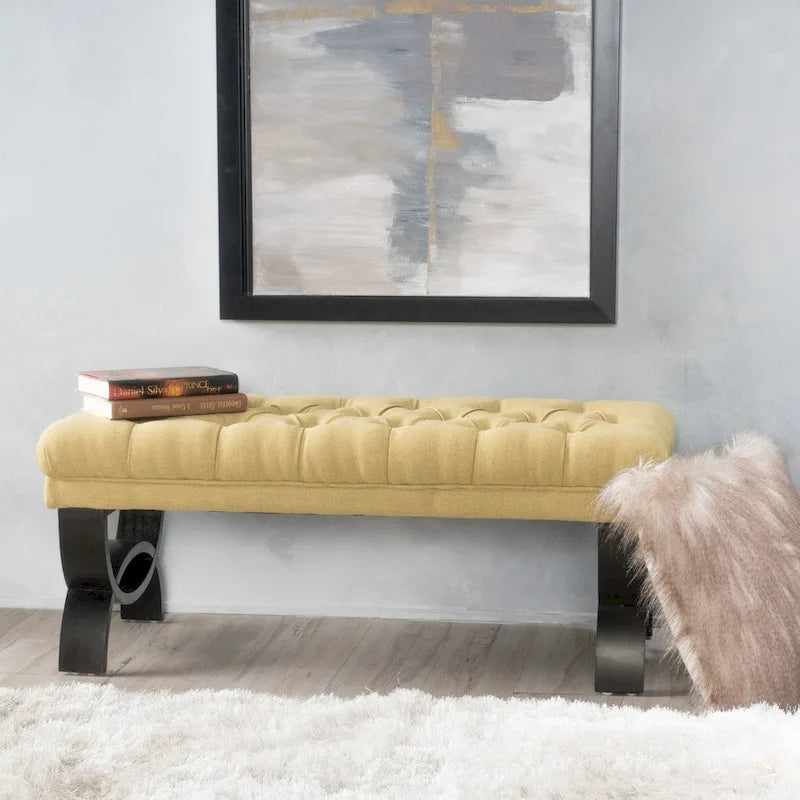 Banc ottoman Scarlette en tissu capitonné de Christopher Knight Home - 41,00 L x 17,25 l x 16,75 H