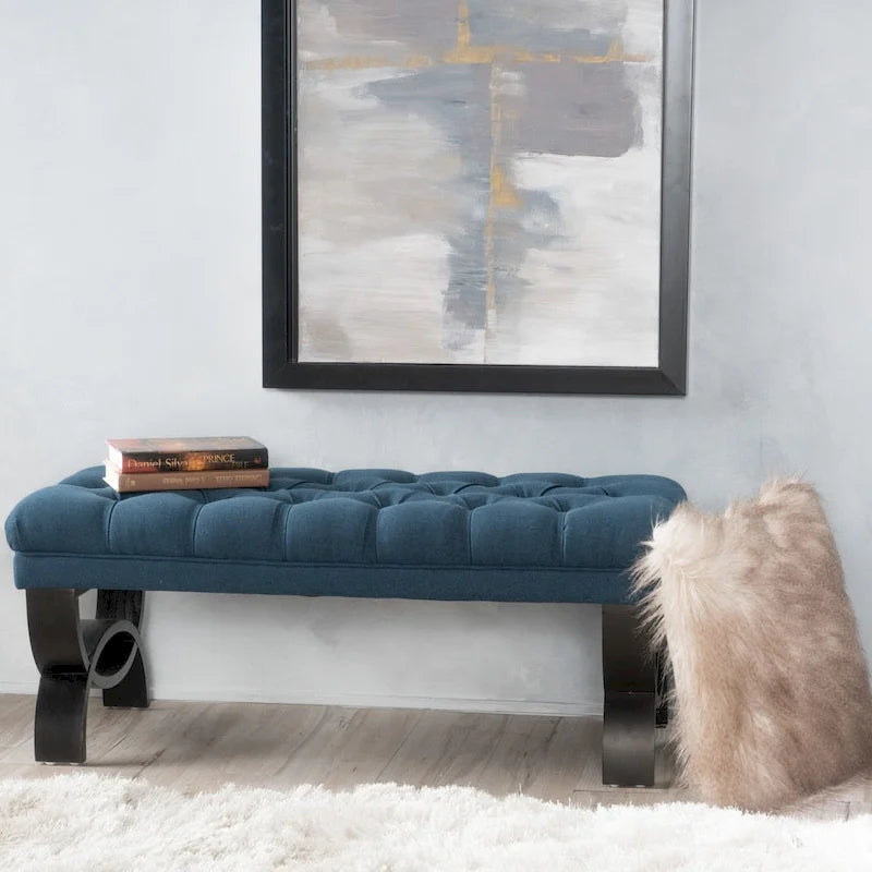 Banc ottoman Scarlette en tissu capitonné de Christopher Knight Home - 41,00 L x 17,25 l x 16,75 H