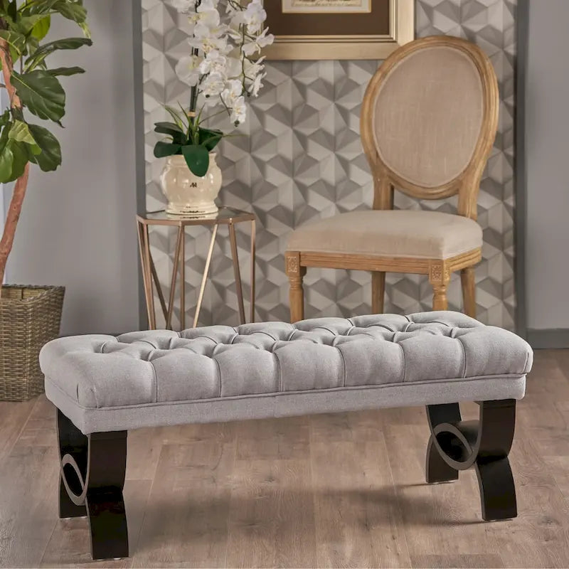 Banc ottoman Scarlette en tissu capitonné de Christopher Knight Home - 41,00 L x 17,25 l x 16,75 H