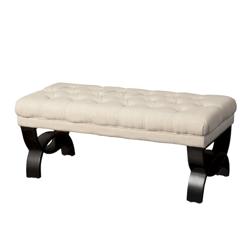 Banc ottoman Scarlette en tissu capitonné de Christopher Knight Home - 41,00 L x 17,25 l x 16,75 H