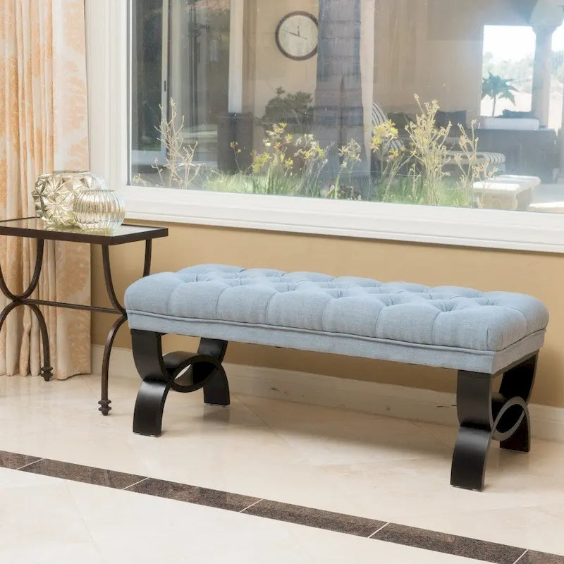 Banc ottoman Scarlette en tissu capitonné de Christopher Knight Home - 41,00 L x 17,25 l x 16,75 H