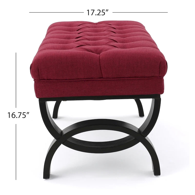 Banc ottoman Scarlette en tissu capitonné de Christopher Knight Home - 41,00 L x 17,25 l x 16,75 H