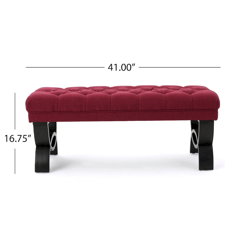 Banc ottoman Scarlette en tissu capitonné de Christopher Knight Home - 41,00 L x 17,25 l x 16,75 H
