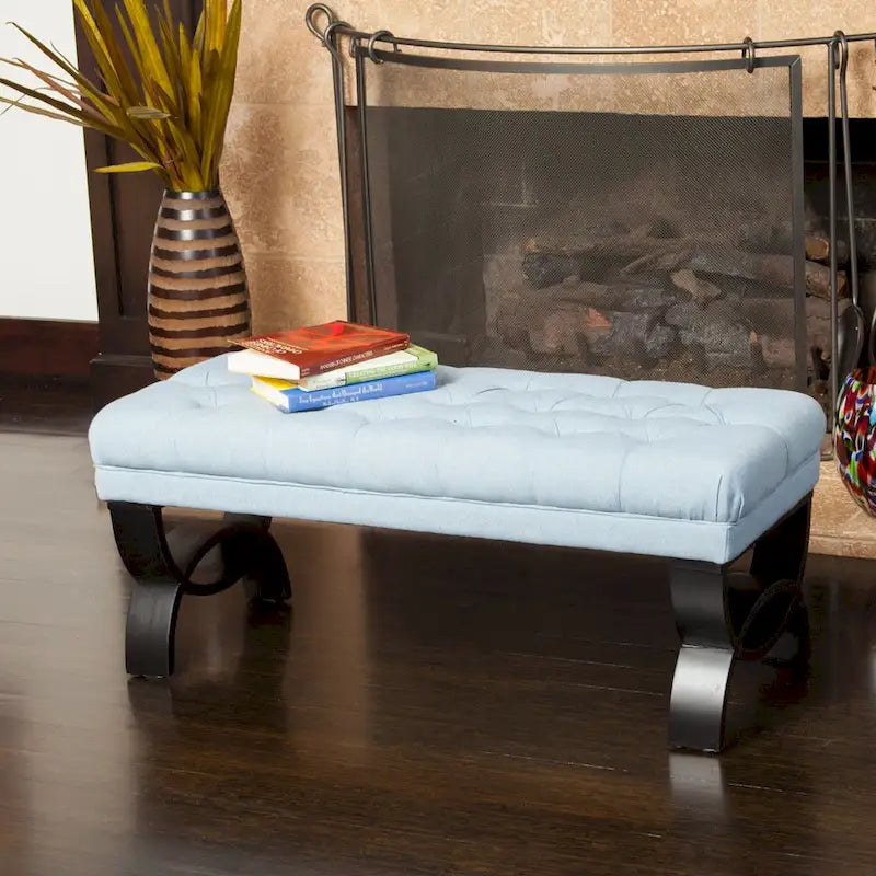 Banc ottoman Scarlette en tissu capitonné de Christopher Knight Home - 41,00 L x 17,25 l x 16,75 H