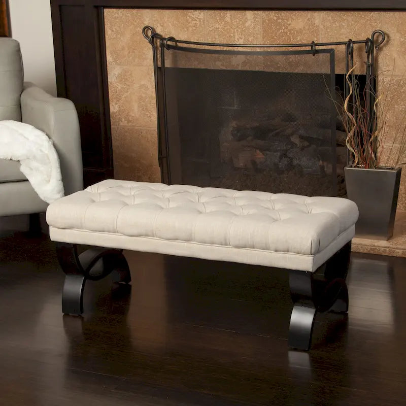 Banc ottoman Scarlette en tissu capitonné de Christopher Knight Home - 41,00 L x 17,25 l x 16,75 H