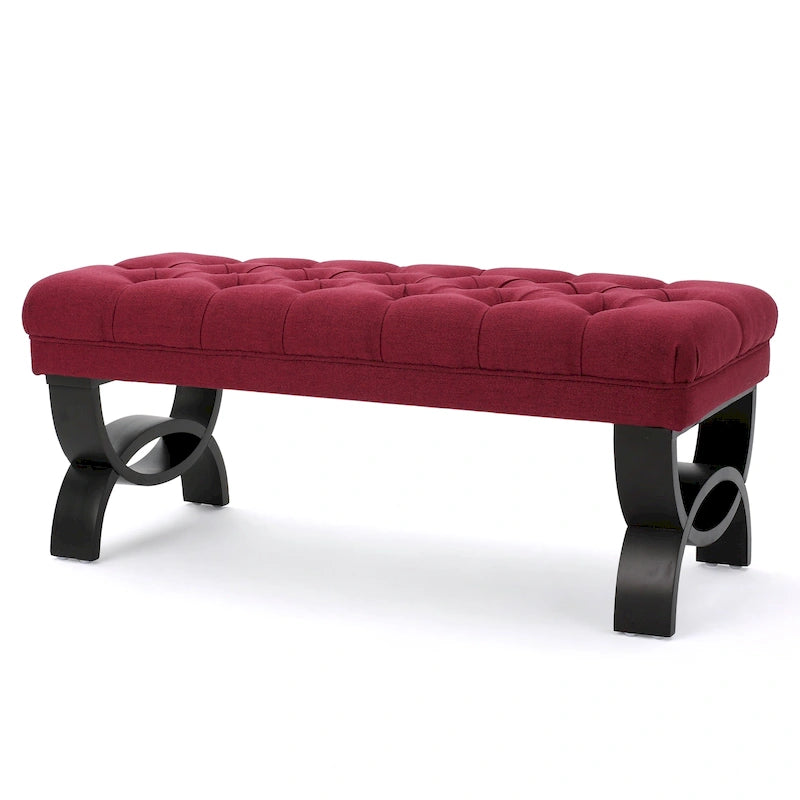 Banc ottoman Scarlette en tissu capitonné de Christopher Knight Home - 41,00 L x 17,25 l x 16,75 H