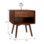 Table de chevet Middlebrook style milieu du siècle en bois massif, 1 tiroir, lot de 2