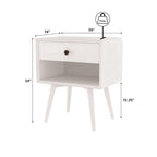 Table de chevet Middlebrook style milieu du siècle en bois massif, 1 tiroir, lot de 2
