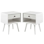 Table de chevet Middlebrook style milieu du siècle en bois massif, 1 tiroir, lot de 2