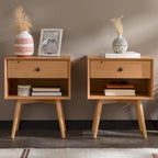Table de chevet Middlebrook style milieu du siècle en bois massif, 1 tiroir, lot de 2