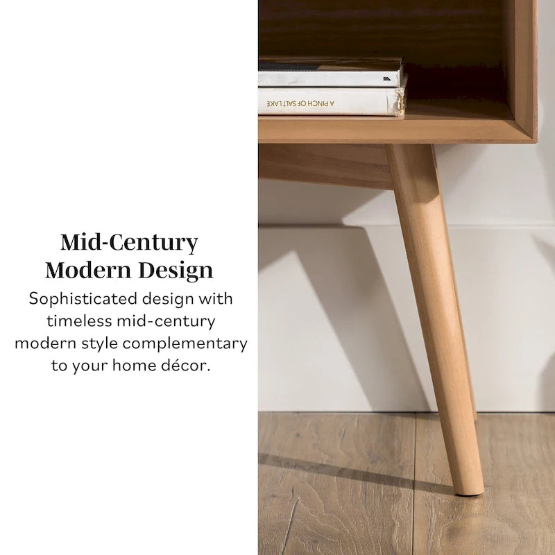 Table de chevet Middlebrook style milieu du siècle en bois massif, 1 tiroir, lot de 2