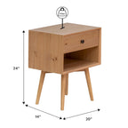 Table de chevet Middlebrook style milieu du siècle en bois massif, 1 tiroir, lot de 2
