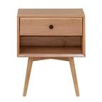 Table de chevet Middlebrook style milieu du siècle en bois massif, 1 tiroir, lot de 2