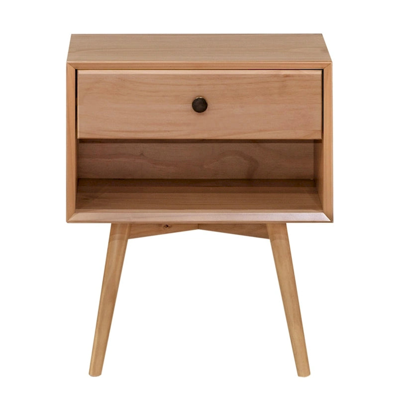 Table de chevet Middlebrook style milieu du siècle en bois massif, 1 tiroir, lot de 2