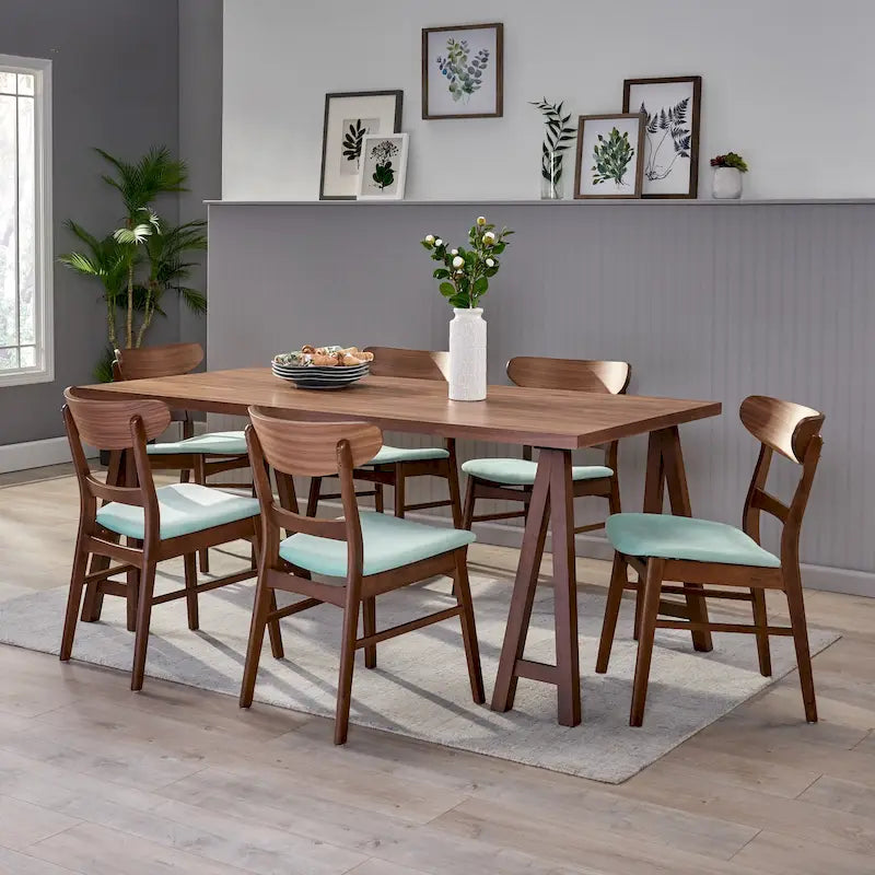 Ensemble de salle à manger 7 pièces Idalia style moderne du milieu du siècle par Christopher Knight Home