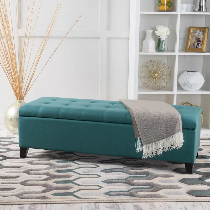 Banc ottoman de rangement en tissu capitonné Mission par Christopher Knight Home
