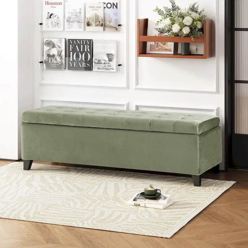 Banc ottoman de rangement en tissu capitonné Mission par Christopher Knight Home
