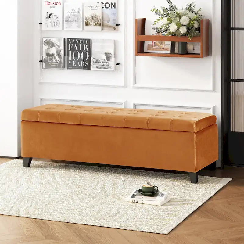 Banc ottoman de rangement en tissu capitonné Mission par Christopher Knight Home