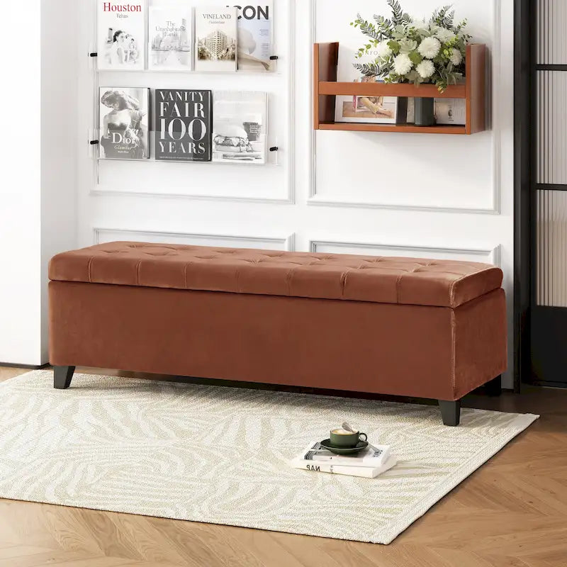 Banc ottoman de rangement en tissu capitonné Mission par Christopher Knight Home