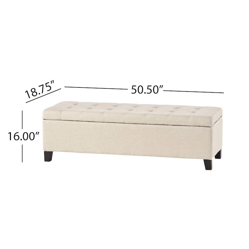 Banc ottoman de rangement en tissu capitonné Mission par Christopher Knight Home