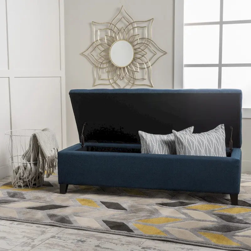 Banc ottoman de rangement en tissu capitonné Mission par Christopher Knight Home