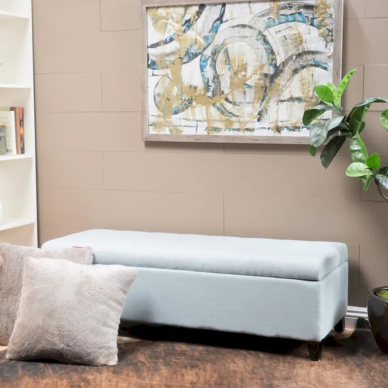 Banc ottoman de rangement en tissu capitonné Mission par Christopher Knight Home