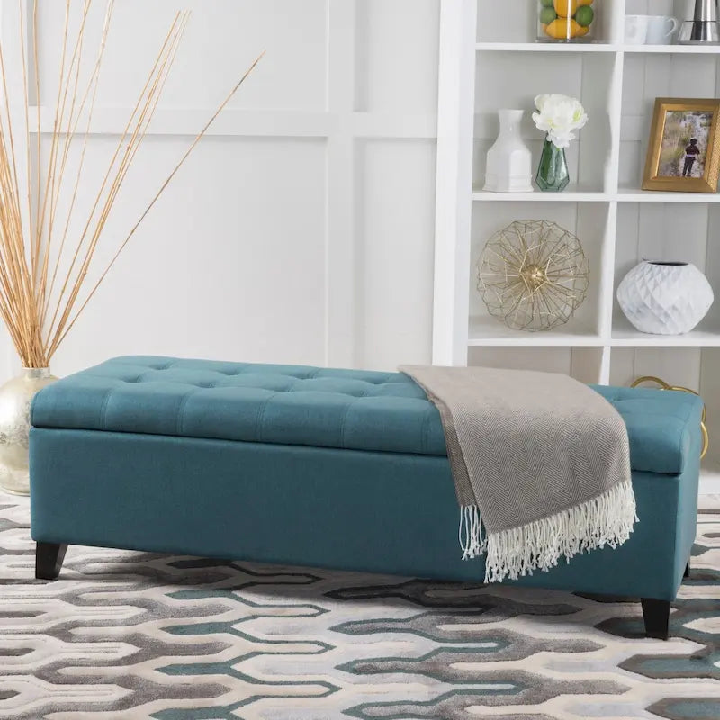 Banc ottoman de rangement en tissu capitonné Mission par Christopher Knight Home