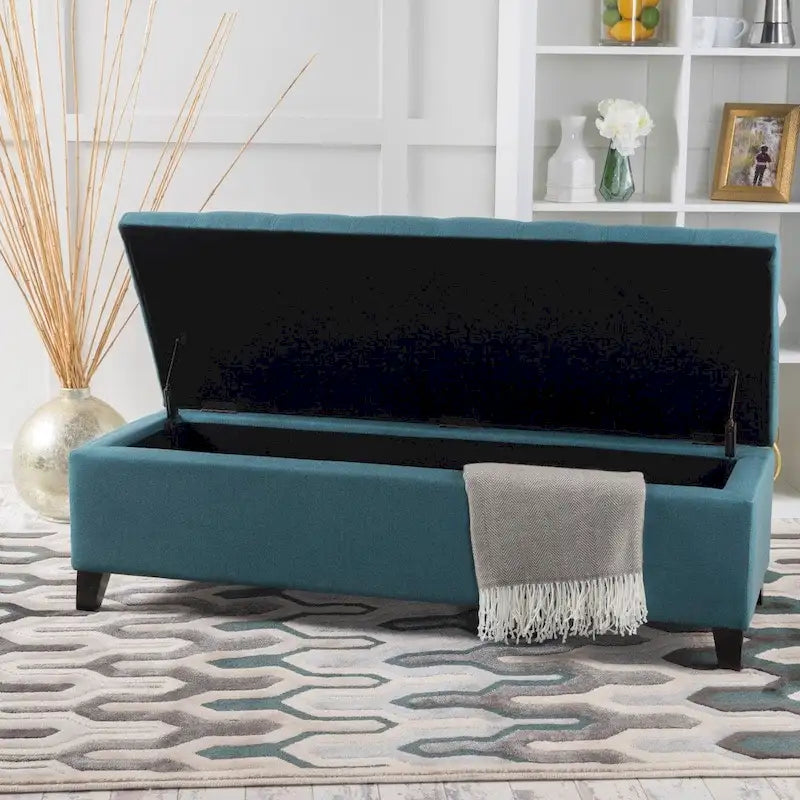 Banc ottoman de rangement en tissu capitonné Mission par Christopher Knight Home