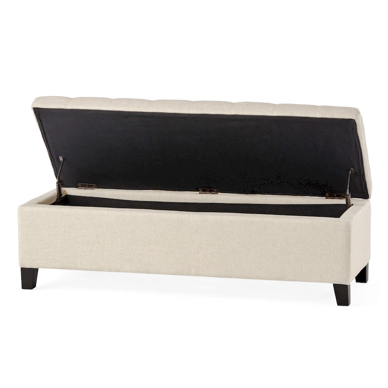 Banc ottoman de rangement en tissu capitonné Mission par Christopher Knight Home