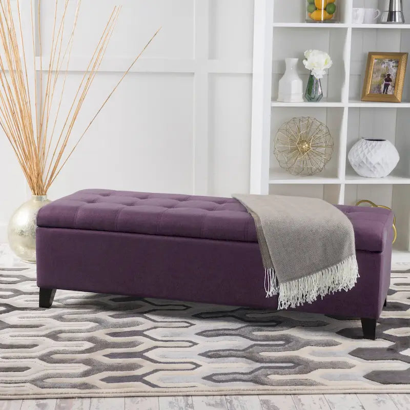 Banc ottoman de rangement en tissu capitonné Mission par Christopher Knight Home