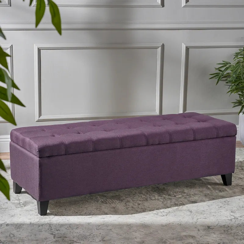 Banc ottoman de rangement en tissu capitonné Mission par Christopher Knight Home