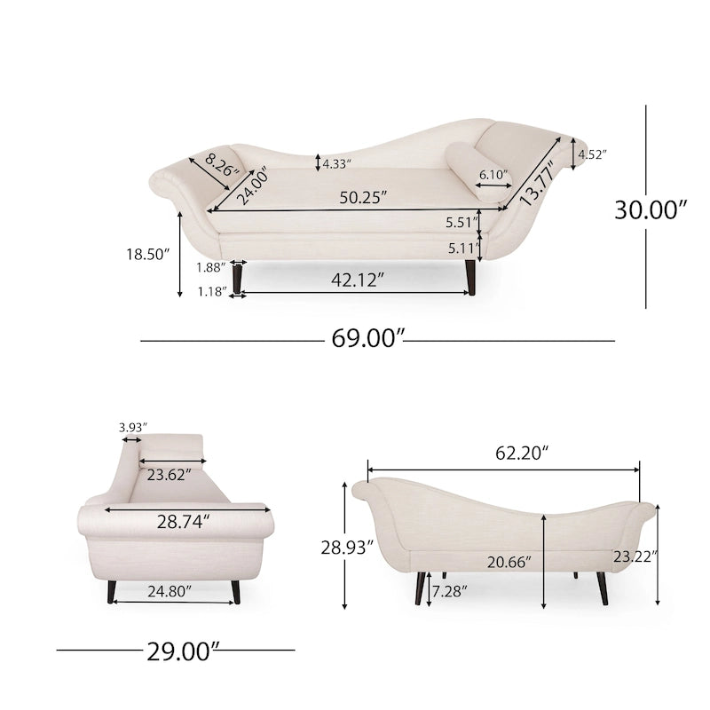 Chaise longue capitonnée Calvert de Christopher Knight Home