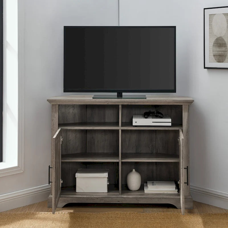 Meuble TV d'angle Middlebrook 44 pouces à portes rainurées