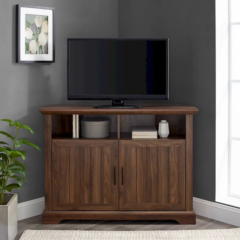 Meuble TV d'angle Middlebrook 44 pouces à portes rainurées