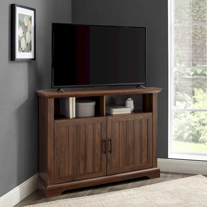 Meuble TV d'angle Middlebrook 44 pouces à portes rainurées
