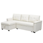 Canapé d'angle convertible et réversible avec lit gigogne, méridienne de rangement dissimulée et pieds robustes.