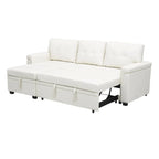 Canapé d'angle convertible et réversible avec lit gigogne, méridienne de rangement dissimulée et pieds robustes.