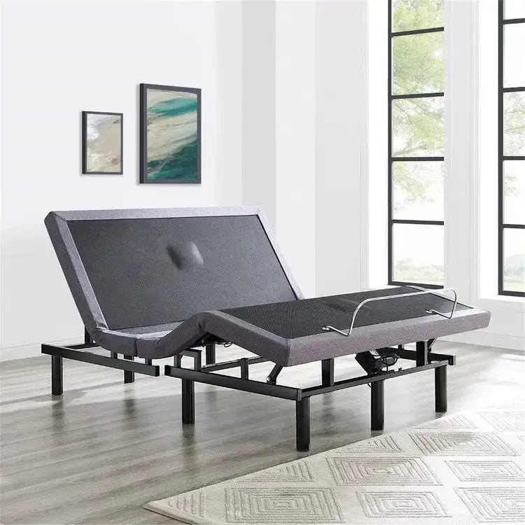 Sommier électrique réglable pour soulager la douleur, avec massage de la tête et des pieds à 3 vitesses, télécommande sans fil et chargeur USB.
