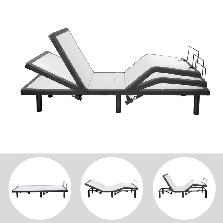 Sommier électrique réglable pour soulager la douleur, avec massage de la tête et des pieds à 3 vitesses, télécommande sans fil et chargeur USB.